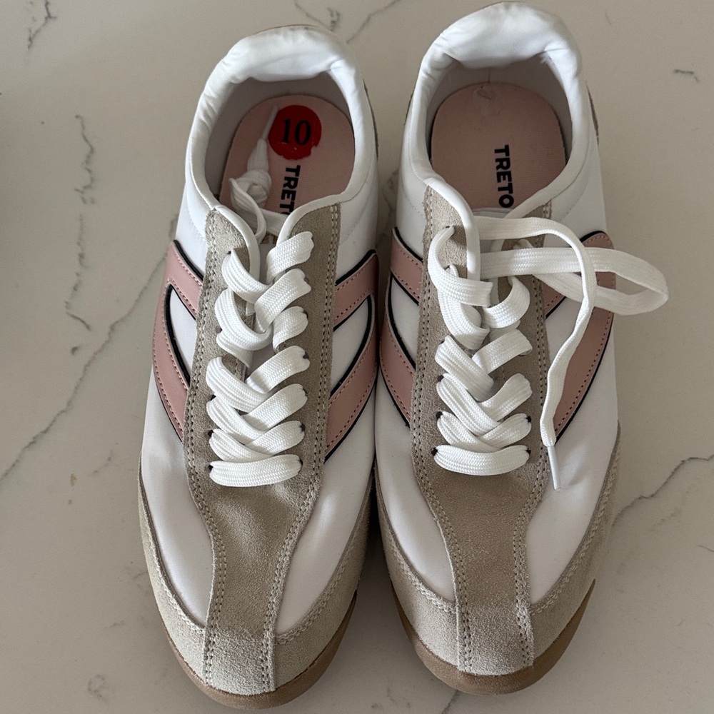 Tretorn Women's Pink, White, and Beige Sneakers